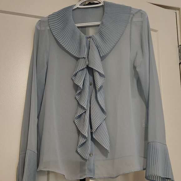 Frilly Blue Blouse - Picture 3 of 9
